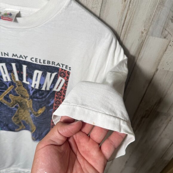 Vintage 90s Thailand Spell Out Single Stitch T‎ Shirt Mens Size XL - Picture 6 of 6